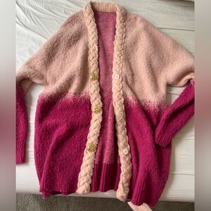 Nina Jacqueline Daphne Diamond Knit Cardigan (Pink) new size large